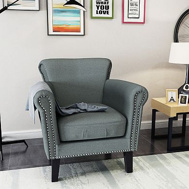 Alden Fabric Club Chair in Navy Blue by Christopher Knight Home