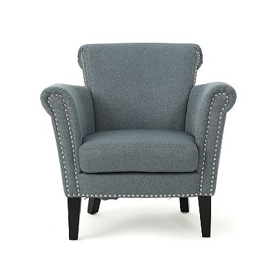 Alden Fabric Club Chair in Navy Blue by Christopher Knight Home