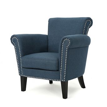 Alden Fabric Club Chair in Navy Blue by Christopher Knight Home