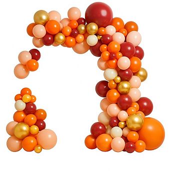 FunHot Fall Balloon Arch Kit with Orange, Burgundy, Gold & Metallic Balloons for Parties & Events