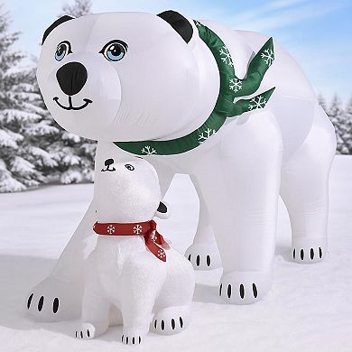 16' Animated Inflatable Polar Bear Mother & Cub lightshow