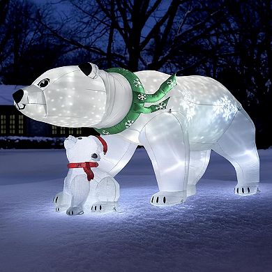 16' Animated Inflatable Polar Bear Mother & Cub lightshow