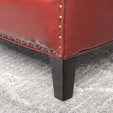 Calder Faux Leather Club Chair in Brown by Christopher Knight Home