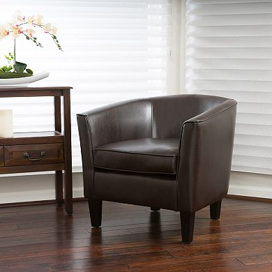 Belcrest Faux Leather Club Chair with Curved Backrest by Christopher Knight Home