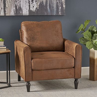 Harlow Contemporary Microfiber Club Chair in Brown by Christopher Knight Home