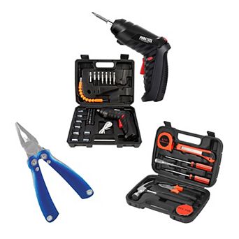 Home Project Power & Tool Set: Rechargeable Screwdriver, 9 pc Toolkit & 11-in-1 Multifunction Too