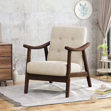 Marlow Mid-Century Tufted Accent Armchair in Beige by Christopher Knight Home