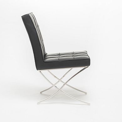 Milania Modern Button Tufted Leather Dining Chairs (Set of 2) by Christopher Knight Home