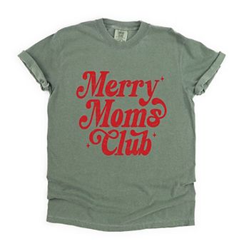 Merry Mom's Club Distressed - Women's Garment Dyed Graphic T-Shirt