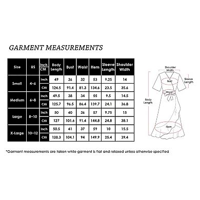 Women's V-Neck Flutter Sleeve Midi Fashion Dress with Belted Waist and Ruffle Hem
