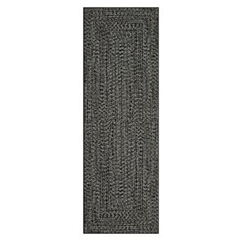 Contemporary Farmhouse Machine Washable Braided Print Throw Rug with Non-Slip Backing