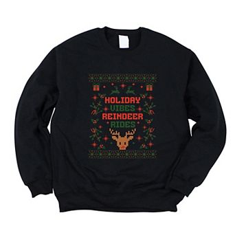 Holiday Vibes Reindeer Rides Ugly Sweater - Women's Graphic Sweatshirt