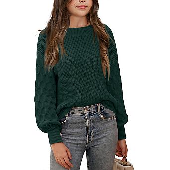 Kids Soft Long Sleeve Pullover Solid Color Sweater Comfortable Fit Tops Girls