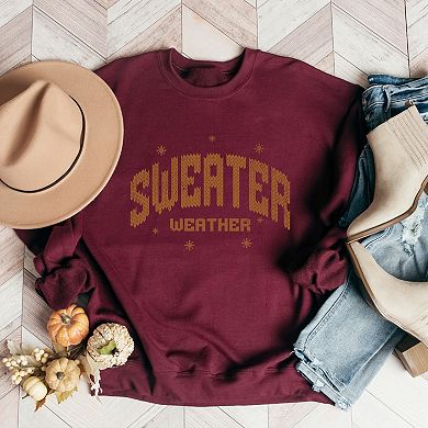 Sweater Weather Knit Print - Women's Graphic Sweatshirt