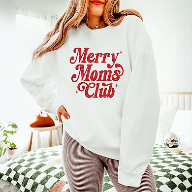 Merry Mom's Club Distressed - Women's Lightweight Garment Dyed Sweatshirt