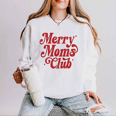 Merry Mom's Club Distressed - Women's Lightweight Garment Dyed Sweatshirt