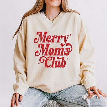 Merry Mom's Club Distressed - Women's Lightweight Garment Dyed Sweatshirt