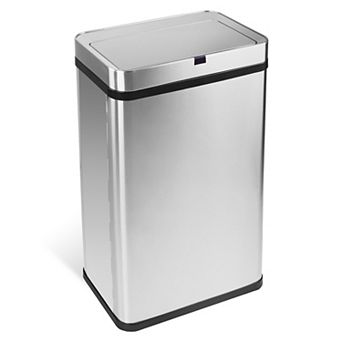 16 Gallon Silver Stainless Steel Slim Motion Sensor Trash Can with Butterfly Lid