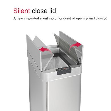 16 Gallon Silver Stainless Steel Slim Motion Sensor Trash Can with Butterfly Lid