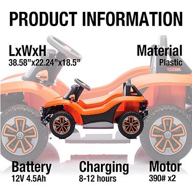 Licensed Volkswagen 12V Kids Ride-On Car with Remote Control & Bluetooth