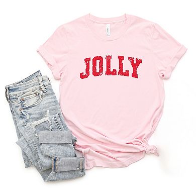 Jolly Varsity Arched Distressed - Women's Short Sleeve Graphic T-Shirt