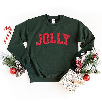 Jolly Varsity Arched Distressed - Women's Graphic Sweatshirt