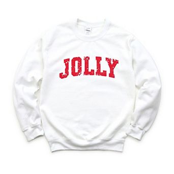 Jolly Varsity Arched Distressed - Women's Graphic Sweatshirt