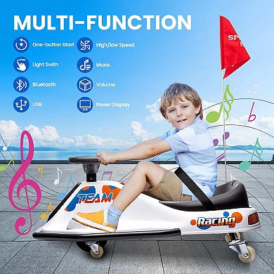 24V Electric Drift Go-Kart for Kids Ages 3-12 with 1:1 Steering Ratio