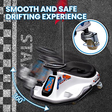 24V Electric Drift Go-Kart for Kids Ages 3-12 with 1:1 Steering Ratio