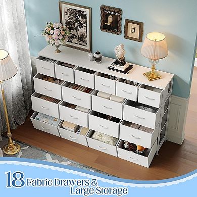 18-Drawer Storage Cabinet, Multi-Material Dresser for Bedroom, Living Room & Hallway