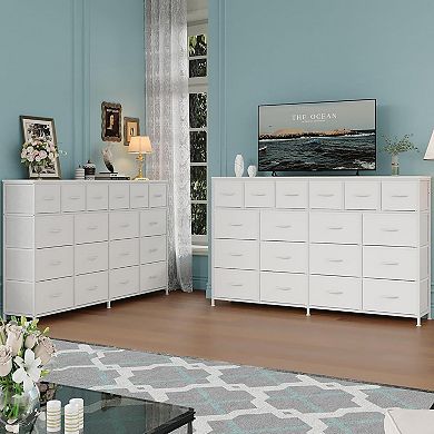 18-Drawer Storage Cabinet, Multi-Material Dresser for Bedroom, Living Room & Hallway
