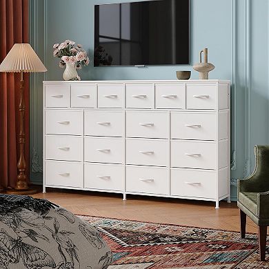 18-Drawer Storage Cabinet, Multi-Material Dresser for Bedroom, Living Room & Hallway