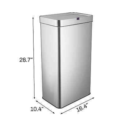 18 Gallon Stainless Steel Rectangular Motion Sensor Trash Can for Kitchen