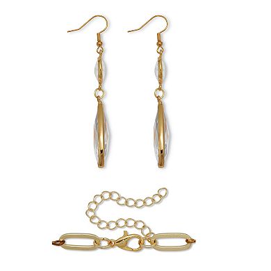 PalmBeachJewelry Crystal Goldtone Drop Necklace and Crystal Earrings 2-Piece Set