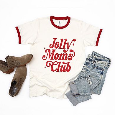 Jolly Mom's Club Distressed - Women's Ringer Graphic T-Shirt
