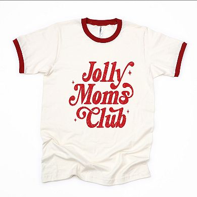 Jolly Mom's Club Distressed - Women's Ringer Graphic T-Shirt