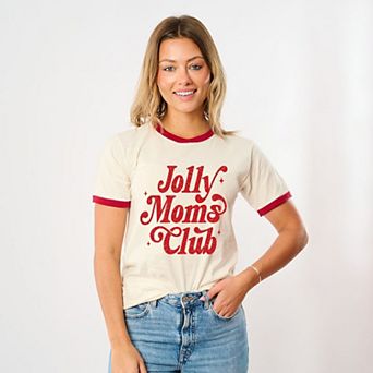Jolly Mom's Club Distressed - Women's Ringer Graphic T-Shirt