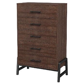 Tall 5-Drawer Dresser, Large Storage Wood Chest for Bedroom & Living Room