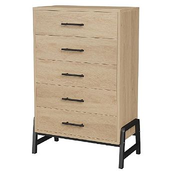 Tall 5-Drawer Dresser, Large Storage Wood Chest for Bedroom & Living Room