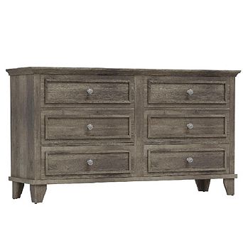 Wide 6-Drawer Dresser, Modern Wood Storage Organizer with Metal Handles