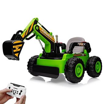 12V Kids Ride-On Excavator Digger Truck, Electric Digging Arm, Remote Control, 4WD, 360° Rotation