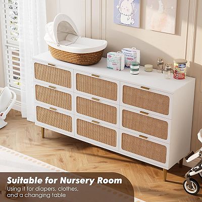 rattan dresser 6-Drawer Rattan Dresser | Boho & Modern Farmhouse Bedroom Chest