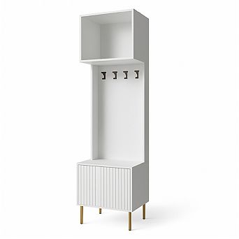Tree with Bench and Storage, Entryway Coat Rack with Shoe Bench, Featuring 4 Gold Hooks