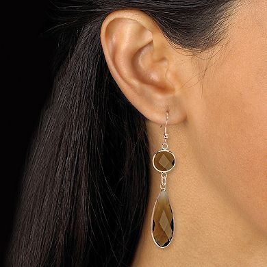 PalmBeachJewelry Smoky Crystal Goldtone Drop Necklace and Crystal Earrings 2-Piece Set