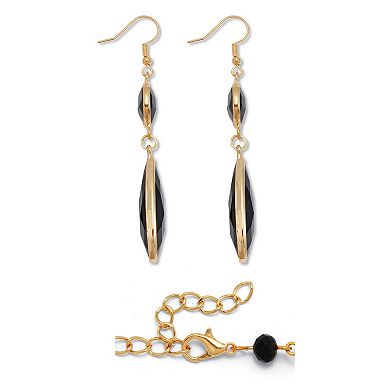 PalmBeach Jewelry Crystal Goldtone Drop Necklace and Crystal Earrings 2-Piece Set