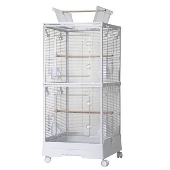 Small Bird Cage with Wheels, 40 Inch Parakeet Cage with Top Stand, 3 in 1 Bird Carrier