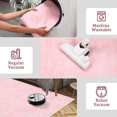 Modern Minimalist Machine Washable Rug Non Slip Low Pile Non-Shedding Foldable Carpet