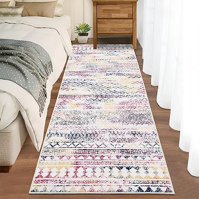 Boho Machine Washable Rug Non Slip Soft Non Shedding Foldable Indoor Carpet
