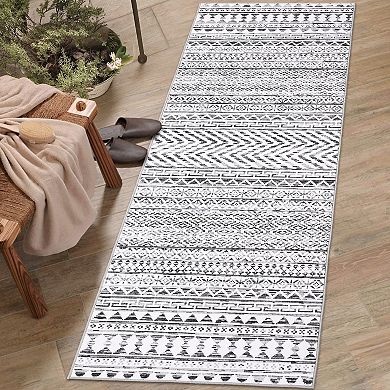Boho Machine Washable Rug Non Slip Soft Non Shedding Foldable Indoor Carpet