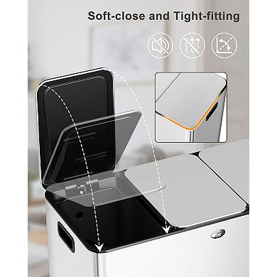 90L Stainless Steel 3-Compartment Trash Can​